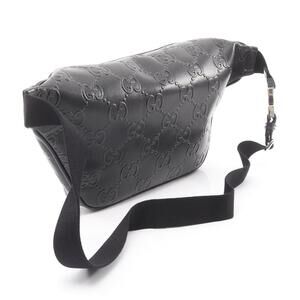 Gucci GG Embossed Waist Bag Body Bum Crossbody Belt Leather Black